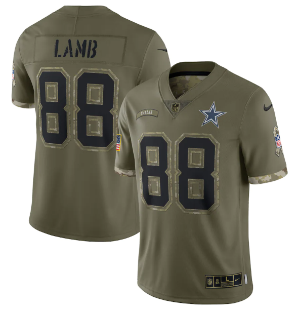 Men's Dallas Cowboys #88 CeeDee Lamb Olive 2022 Salute To Service Limited Stitched Jersey Men's Dallas Cowboys #88 CeeDee Lamb Olive 2022 Salute To Service Limited Stitched Jersey